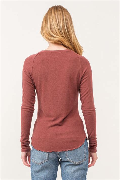 Round Neck Raglan Long Sleeve Top W Merrow Hem Tandywear