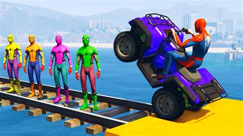 Gta V Spiderman Crazy Car Racing Epic New Stunt Race For Car Racing Challenge By Trevor Youtube