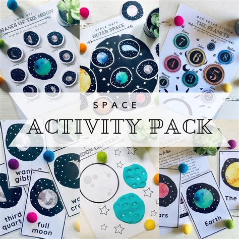 Space Activity Pack Space Flash Cards Phases Of The Moon Etsy