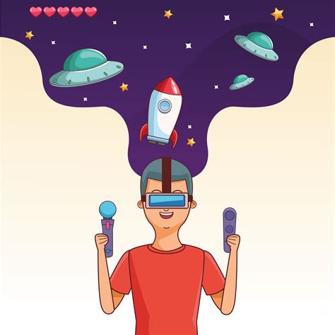 Teenager with playing vr videogame 679568 Vector Art at Vecteezy