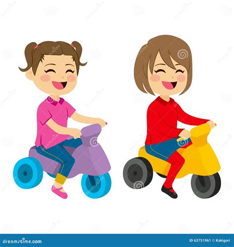 Girls With Tricycle Stock Vector Illustration Of People 63751961