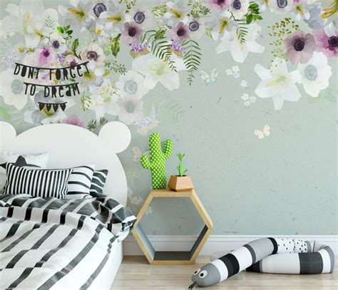 Purple Gray Poppy Flowers Wallpaper Mural Wallpaper • Wallmur®