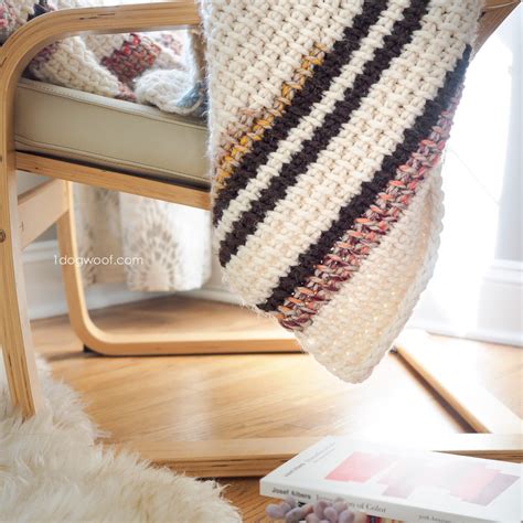 Sunset Stripes: Free Tunisian Crochet Blanket Pattern Part 1 - One Dog Woof