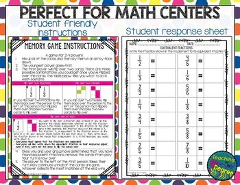 Equivalent Fractions Memory Game By Teaching To The Th Degree Tpt