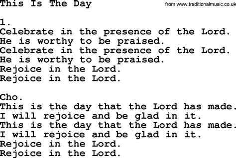 This Is The Day Apostolic And Pentecostal Hymns And Songs Lyrics And PDF