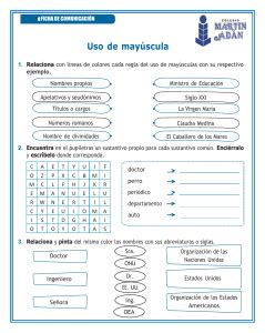 Ficha Uso De Las Mayusculas Ejercicios Para Cuarto De Primaria