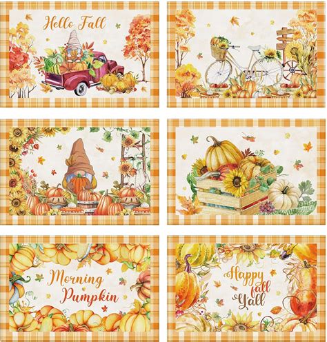 Amazon.com: Moukeren Fall Placemat Set of 6 Thanksgiving Day Table Mats