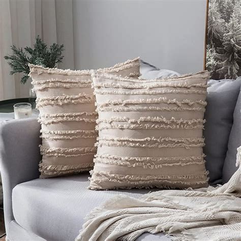 MIULEE Pack Of 2 Throw Pillow Decorative Cushion Covers Tassels Design