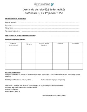 Remplissable En Ligne Demande De Relev S De Formalits Faxer Email