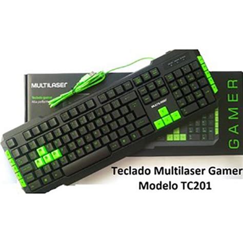 Teclado Gamer Hotkeys Multimidia Preto Verde Multilaser TC201