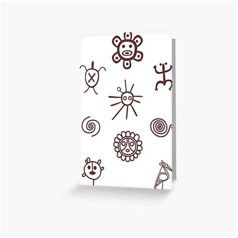 Set Of Taino Symbols Puerto Rico Brown Greeting Card For Sale By