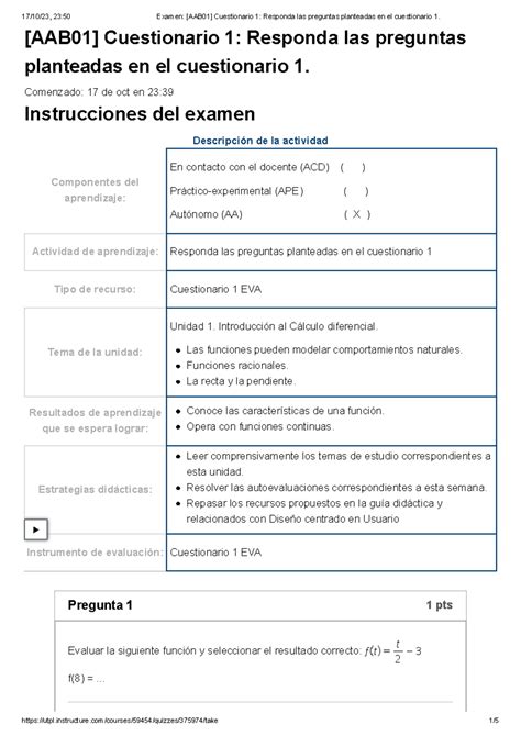 Examen Aab Cuestionario Responda Las Preguntas Planteadas En El