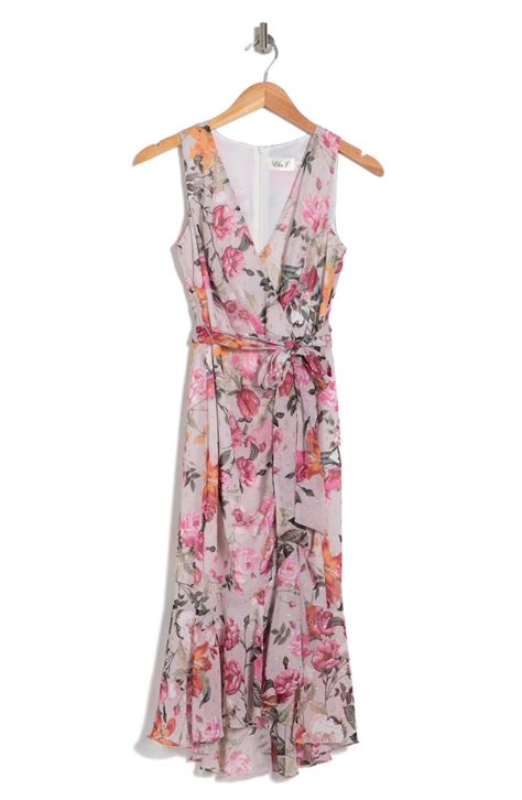 Eliza J Floral Metallic Detail Sleeveless Dress Nordstromrack