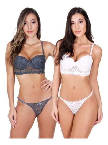 Kit 2 Conjuntos De Lingerie Em Renda Cropped Moda Intima INTIMAS