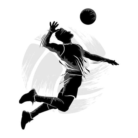 Premium Vector Silhouette Of Male Volleyball Player Flying And