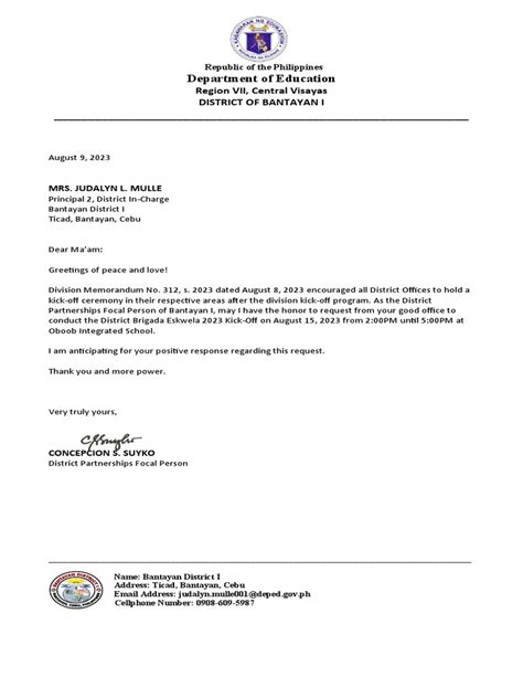 2023 Brigada Eskwela District Kick Off Letter Memo Program Download