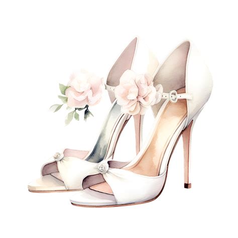 Wedding Shoes Heels Watercolor Clipart AI Generated 25005213 PNG