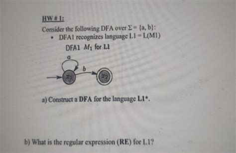 Solved HW 1 Consider the following DFA over Σ a b Chegg