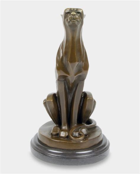 Modernist Cat Sitting Bronze Sculpture - bronze-sculpture-art.com