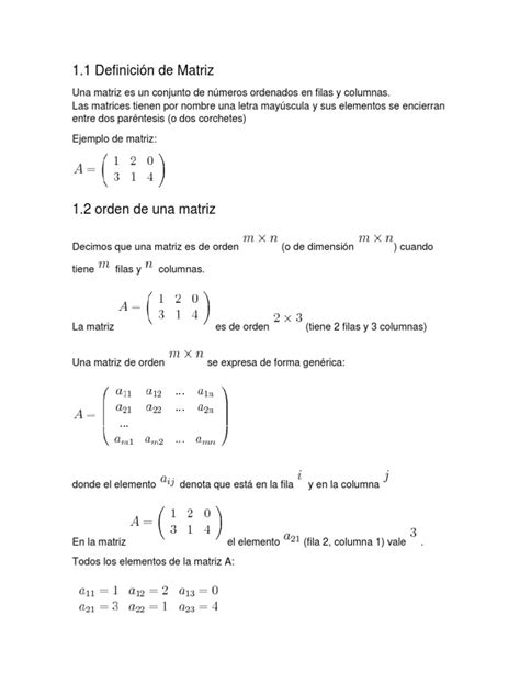 Matrices Tipos Y Operaciones Suma Resta Multiplicacion Pdf Matriz Matemáticas