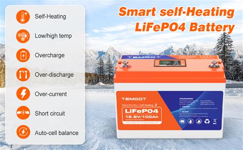 Temgot 12v 100ah Self Heating Lifepo4 Lithium Battery With Touchable Smart Display