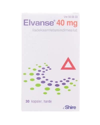 Elvanse 40 Mg Harde Kapsler 30 Stk Apotek 1