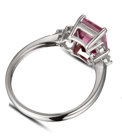 Carat Emerald Cut Pink Sapphire And Diamond Engagement Ring For