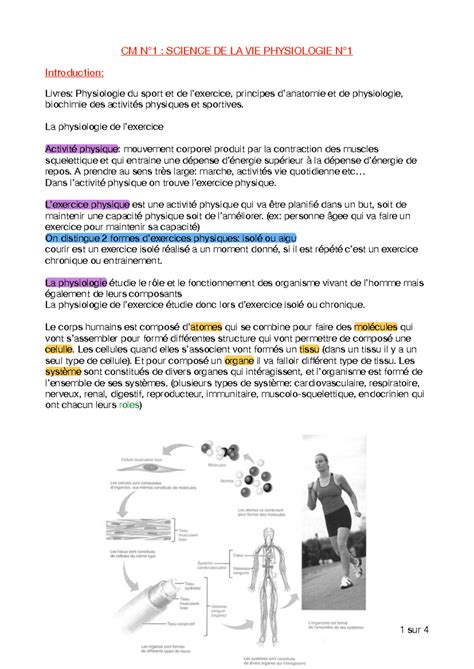 CM N1 Physiologie CM N1 SCIENCE DE LA VIE PHYSIOLOGIE N