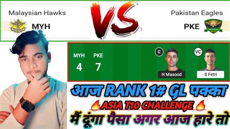 MYH VS PKE DREAM11 PREDICTION PKE VS MYH DREAM11 TEAM T10 MATCH Pke Vs