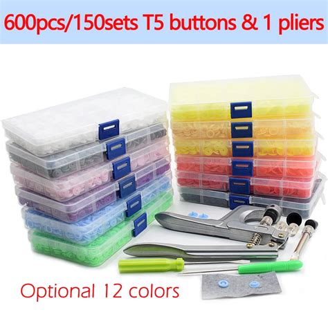 600 St Cke 150sets Optional 12 Farben T5 Kunststoff Verschluss Snap