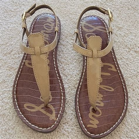 Sam Edelman Shoes Sam Edelman Camel Nude Patent Leather Thong Sandals Size New Poshmark