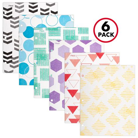 Mead Fashion 2-Pocket Paper Folder, Assorted Designs, 6 Pack (38225 ...