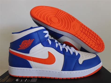 Nike Air Jordan 1 Mid Game Royal Blue Rush Orange Knicks Sz 17