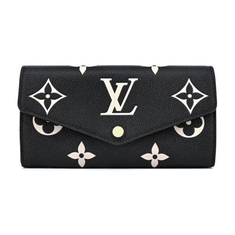 Louis Vuitton Sarah 經典logo牛皮壓花皮革襯裡信封長夾黑色lv經典monogram系列etmall東森購物網