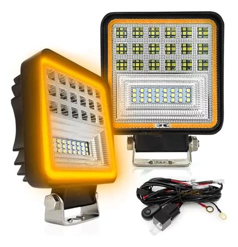 Par Farol De Milha Universal Mod Leds 126w C Kit Instalação