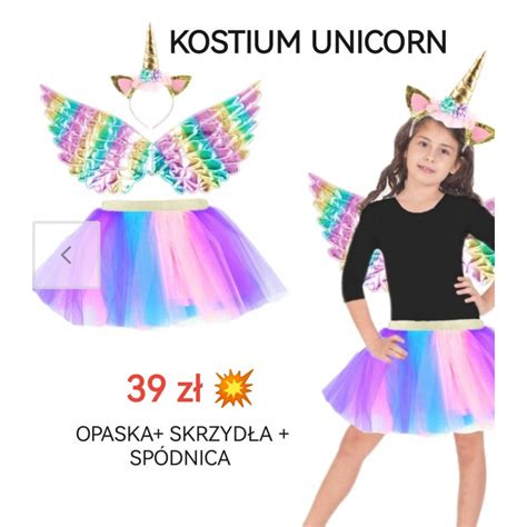 Str J Kostium Przebranie Unicorn Jednoro Ec Kolor Kolorowy