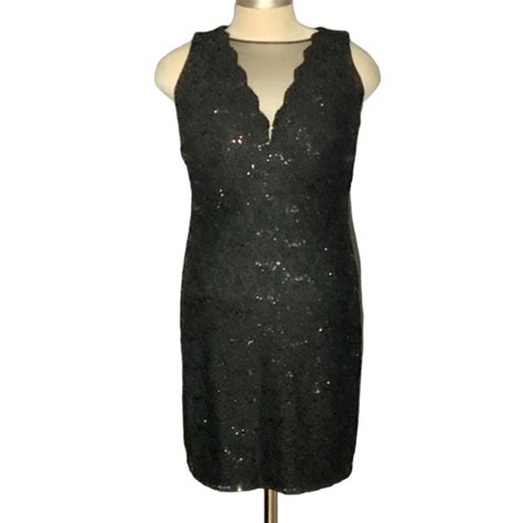 Roz Ali Dresses Roz Ali Black Lace Sequined Sleeveless Dress 4w