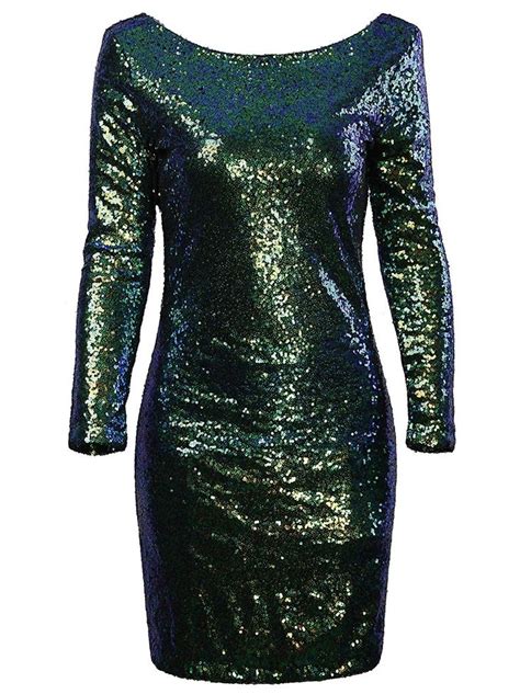 Vijiv Womens Sparkle Glitzy Glam Sequin Long Sleeve Flapper Party Club