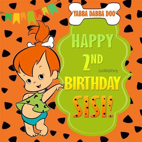 Pebbles Flintstone Birthday Digital Backdrop. Custom Happy Birthday ...