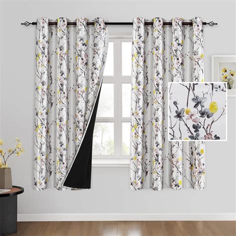 Amazon HOMEIDEAS 100 Floral Blackout Curtains 63 Inch Length 2