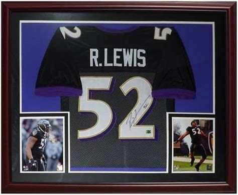 Ray Lewis Autographed Baltimore Ravens Black Deluxe Framed Jersey