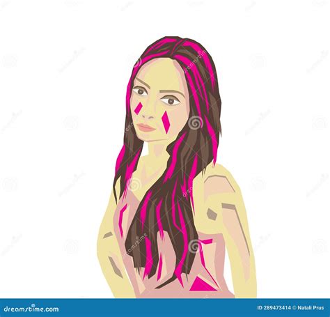 Portrait Of A Dark Haired Girl In Wpap Style Stock Illustration