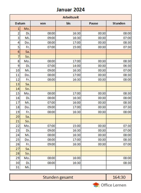 Excel Arbeitszeitnachweis Simple Office Lernen Elopage