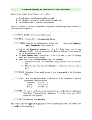 Fillable Online Catholiccincinnati Guidelines For Completion Of Initial