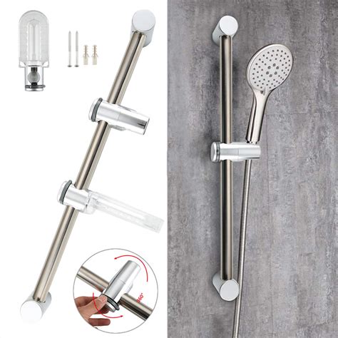 Modern Chrome Shower Kit Adjustable Slider Riser Rail Bar Bracket With