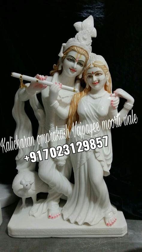 White Traditional Marble Radha Krishna Jugal Jodi Idol For Worship At