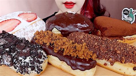 Asmr Nutella Chocolate Donuts Lotus Cream Donuts Mukbang 누텔라 도넛🍫 로투스