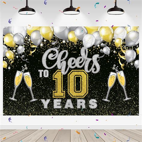 WeBenison Cheers to 10 Years Backdrop 10th Birthday Photography