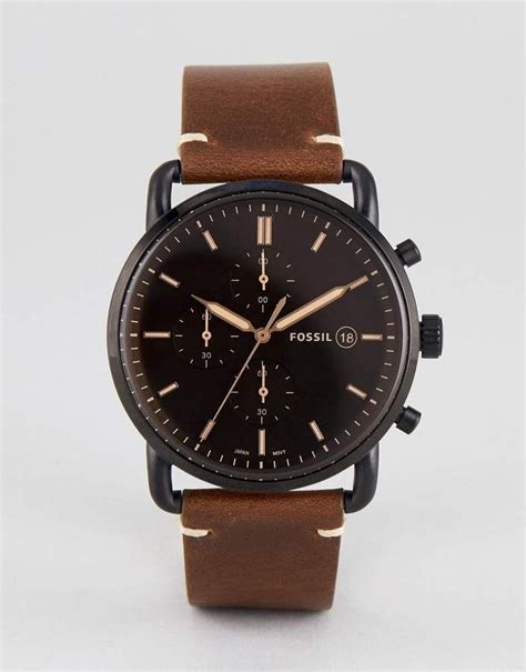 Fossil FS5403 Commuter Chronograph Leather Watch In Brown 42mm