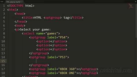 HTML Optgroup Tag YouTube